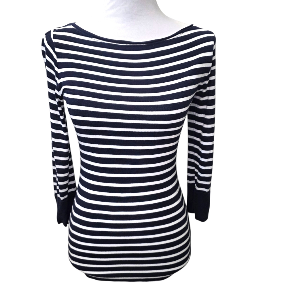 INC International Concept Navy and White Striped Women's Top Size XS